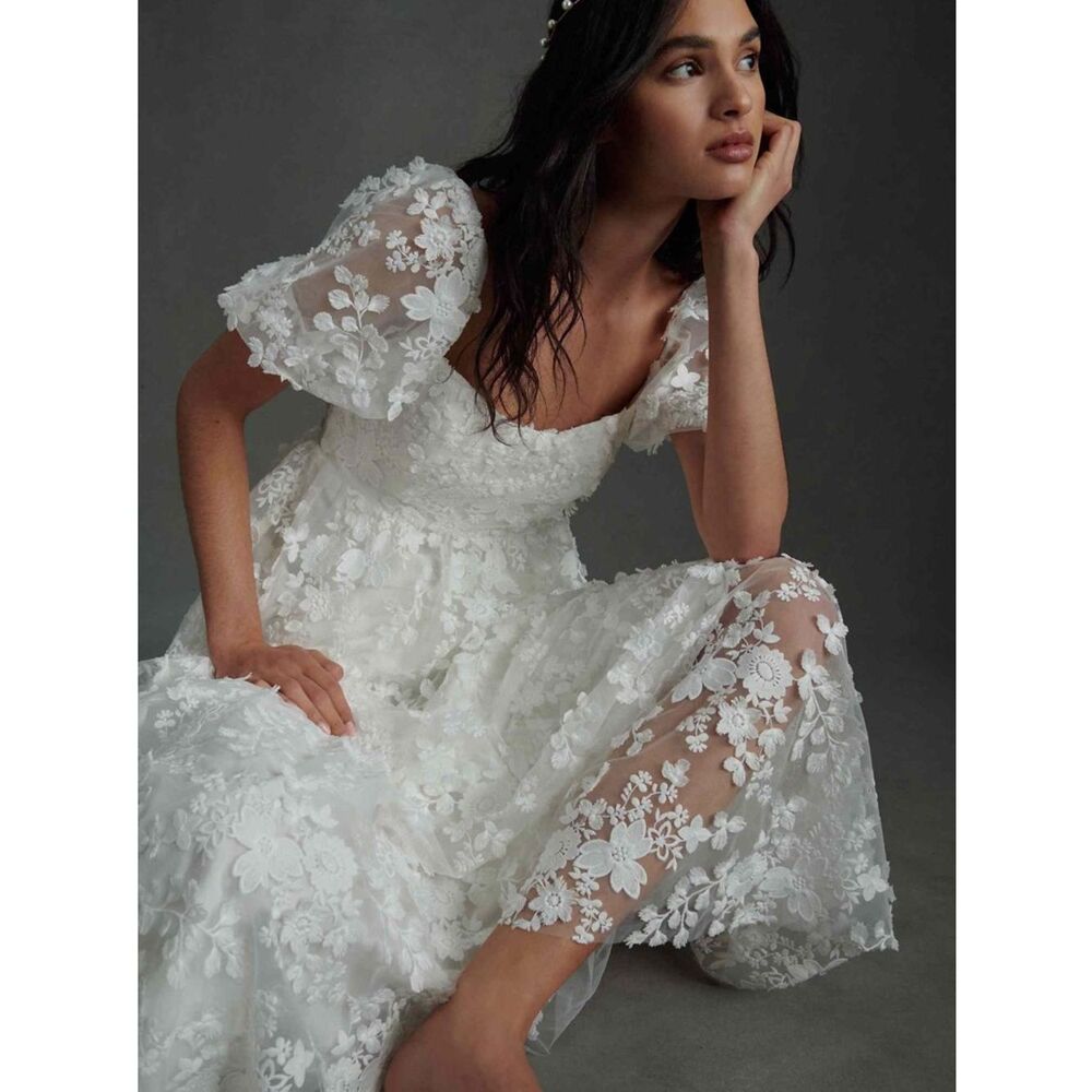 Willowby by Watters Lilia Puff-Sleeve Lace Empire Wedding Gown - Picture 10 of 10